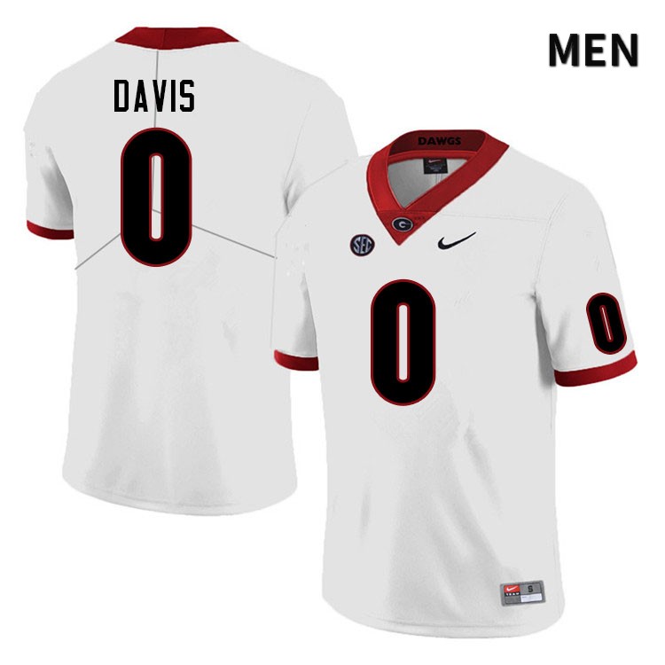 Georgia Bulldogs Men's Rian Davis #0 White Stitched College UGA Football Jersey 23JG014YM